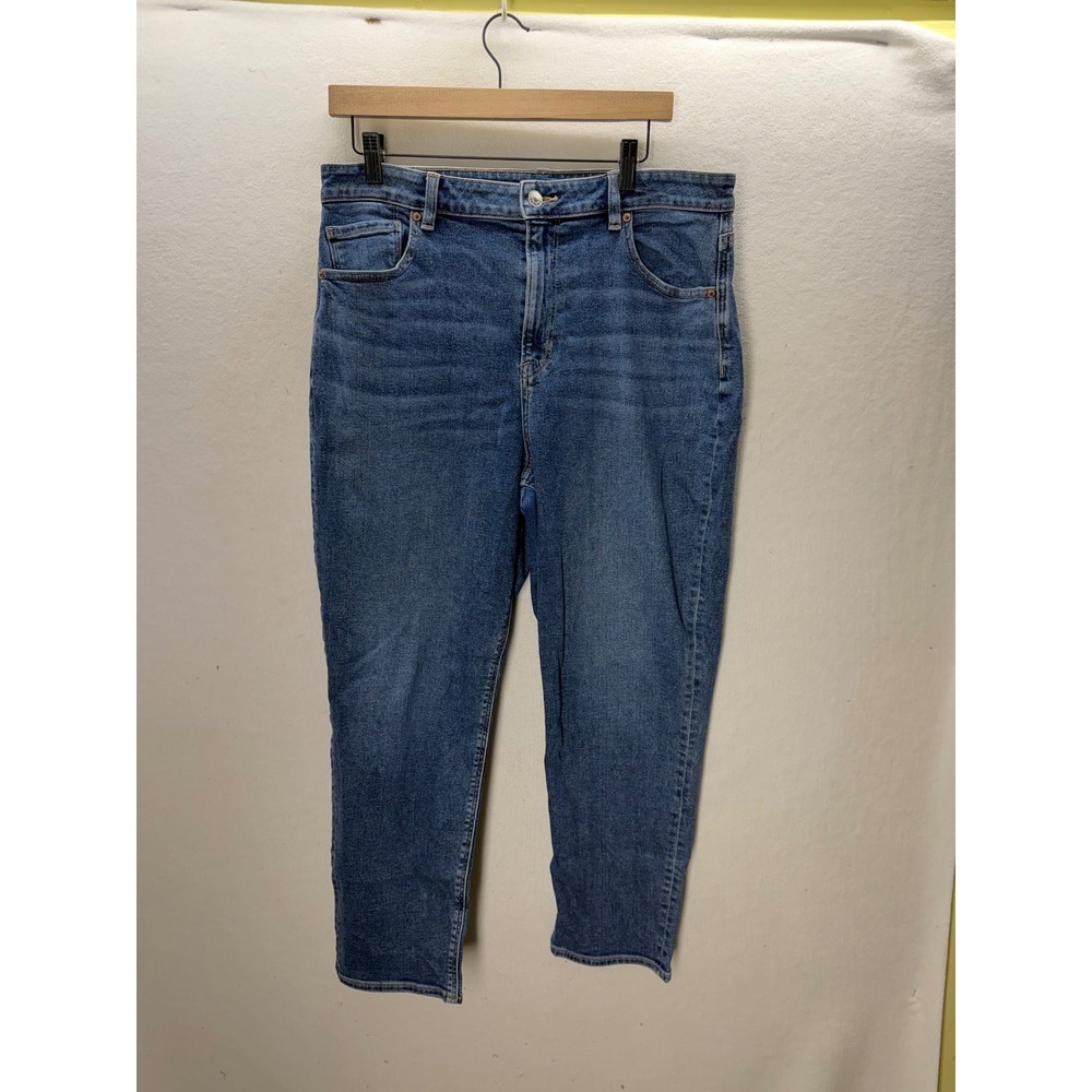 American Eagle Mom Jeans Women 14 Blue Stretch High Rise Tapered 3612